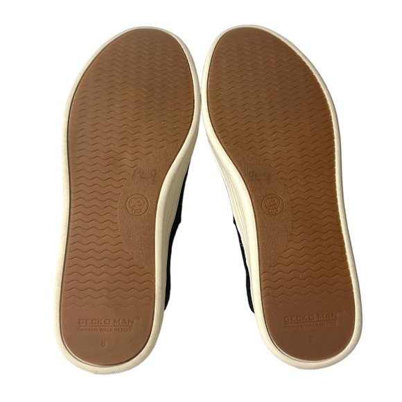 Gecko Man by Walk Hero Womens 8 Slip On Sneaker Shoe Black White Silver‎ Thread - Picture 9 of 12